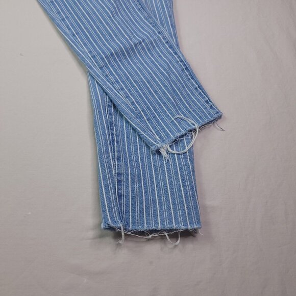Joes Jeans Womens High-Rise Skinny 27 Distressed Hem Striped Blue Stretch - Picture 4 of 8